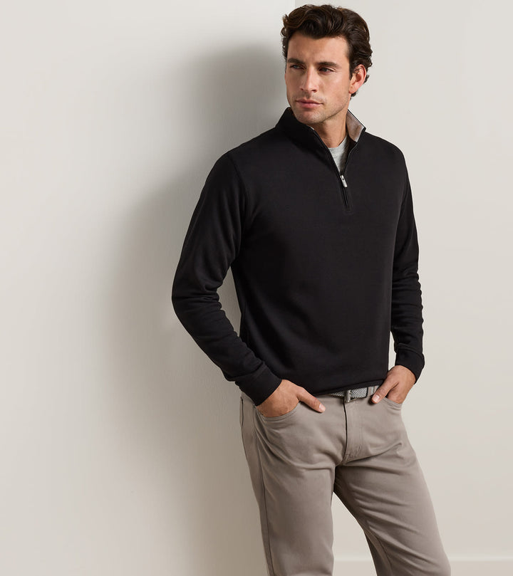 Peter Millar Crown Comfort Quarter-Zip Pullover: Black
