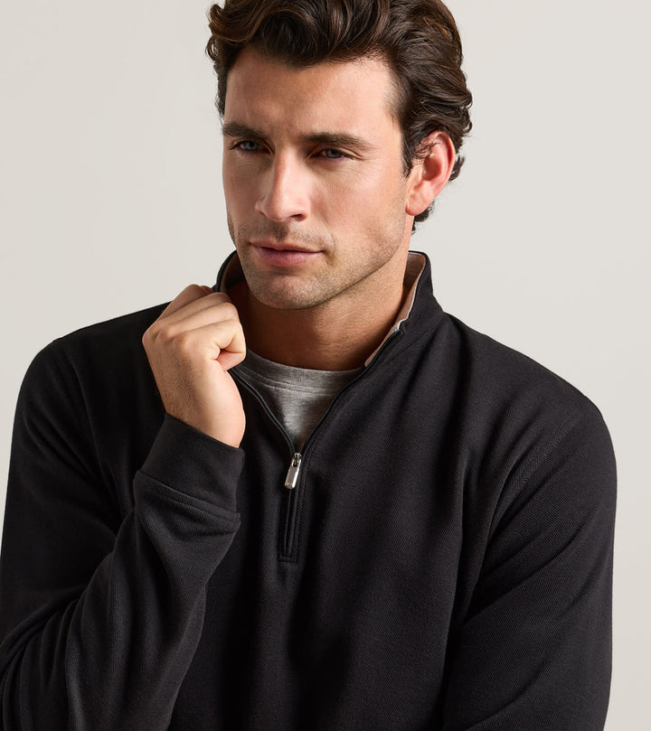 Peter Millar Crown Comfort Quarter-Zip Pullover: Black