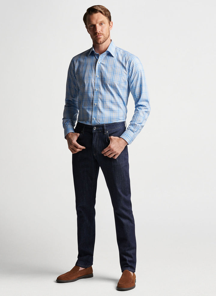 Peter Millar Vintage Washed Five-Pocket Denim: Dark Indigo