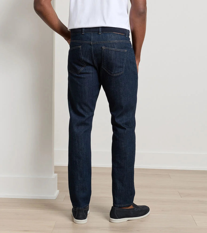 Peter Millar Vintage Washed Five-Pocket Denim: Dark Indigo