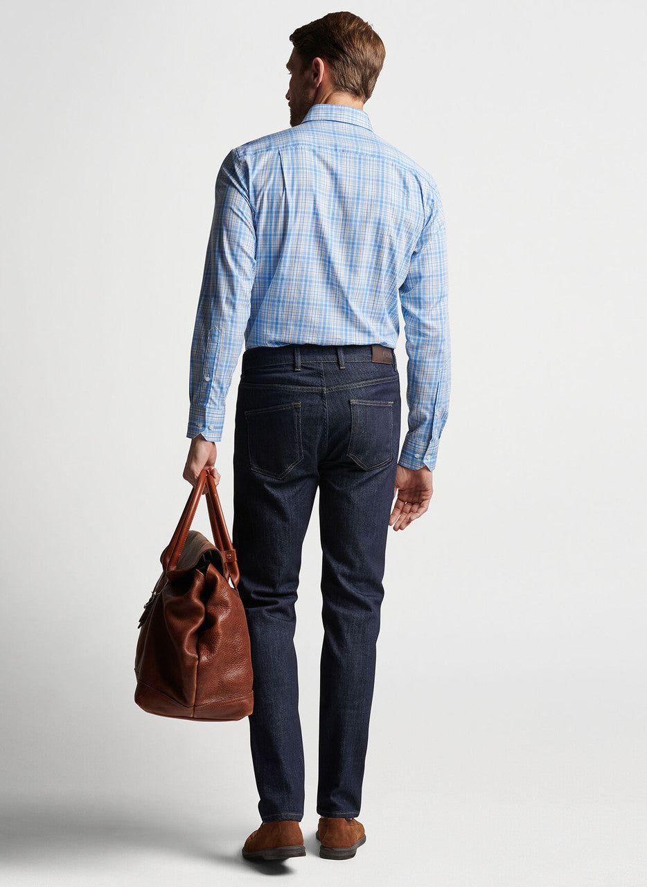 Peter Millar Vintage Washed Five-Pocket Denim: Dark Indigo