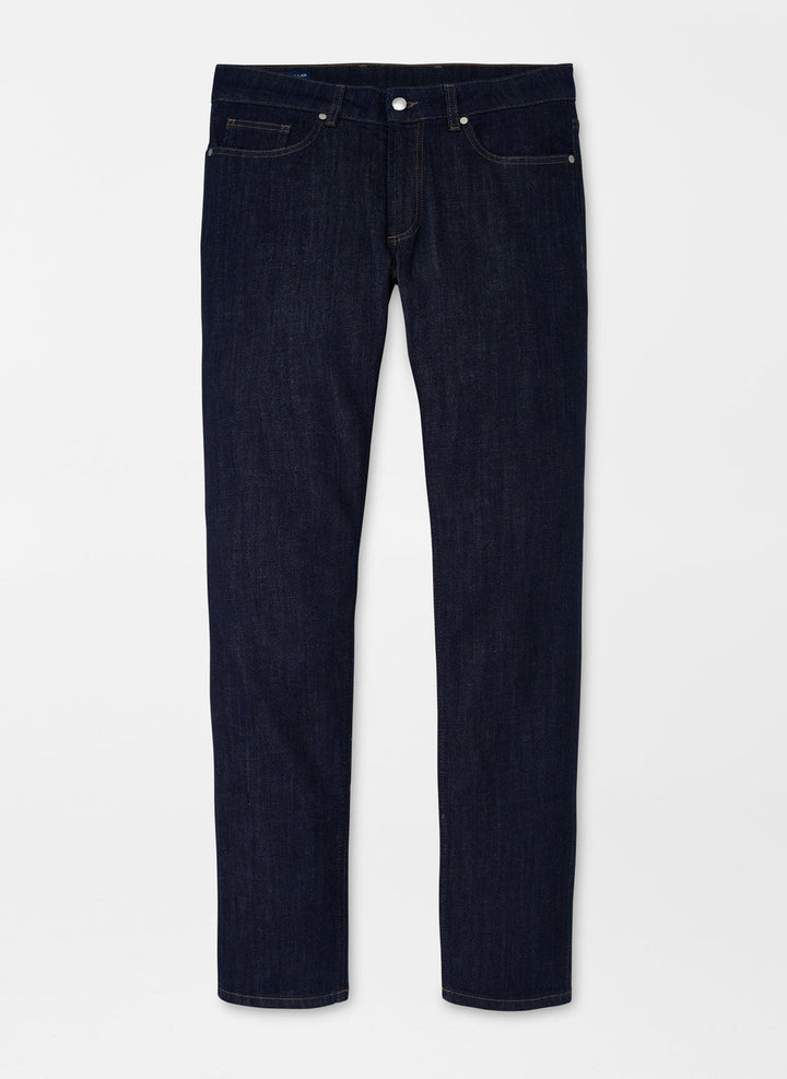 Peter Millar Vintage Washed Five-Pocket Denim: Dark Indigo