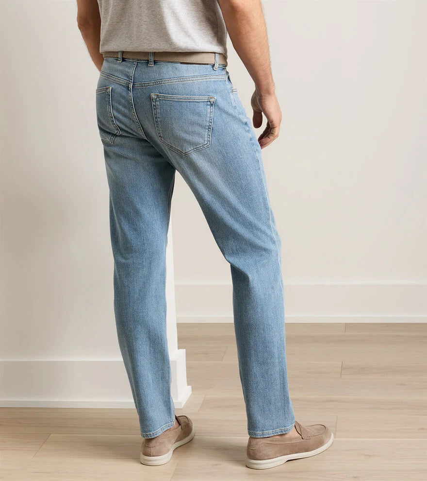 Peter Millar Vintage Washed Five-Pocket Denim: Stone Washed Blue