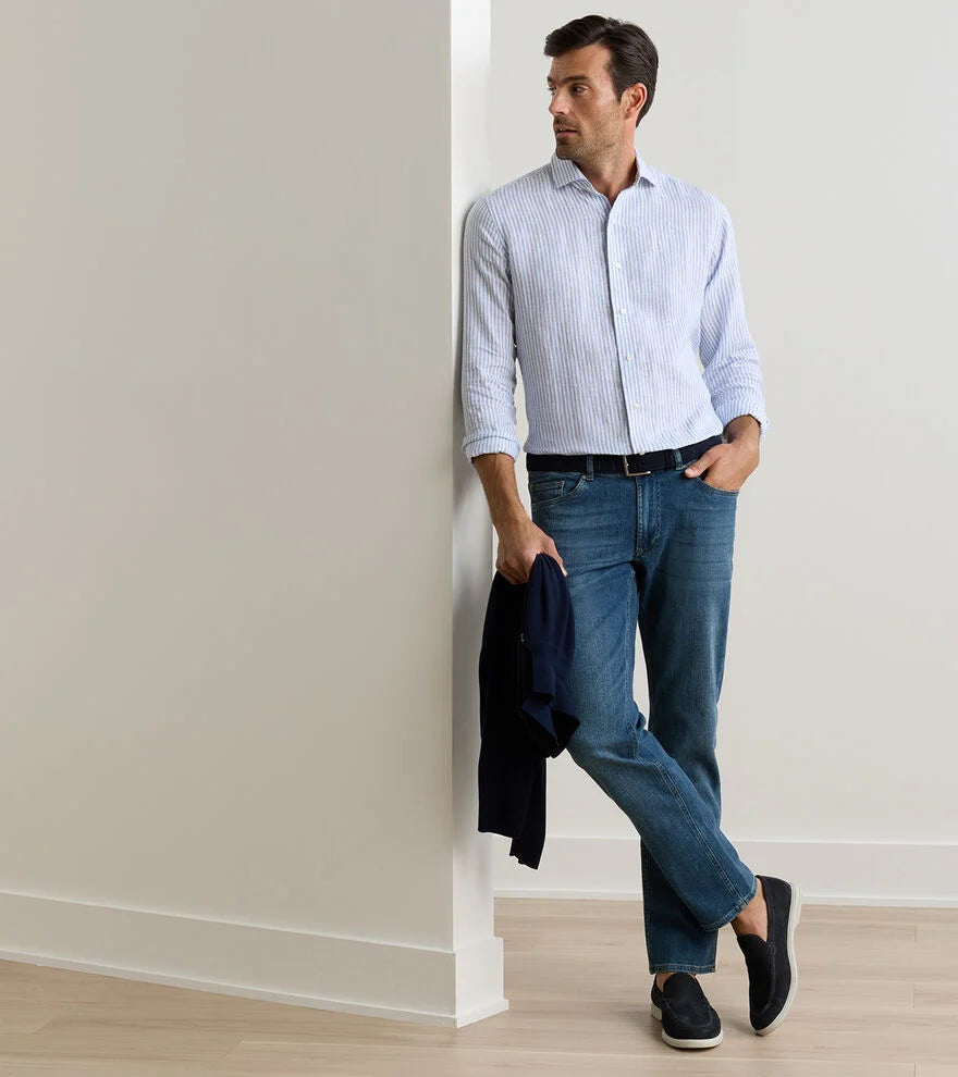Peter Millar Vintage Washed Five Pocket Denim: True Blue