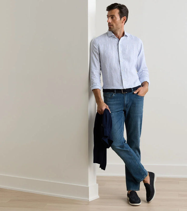 Peter Millar Vintage Washed Five Pocket Denim: True Blue
