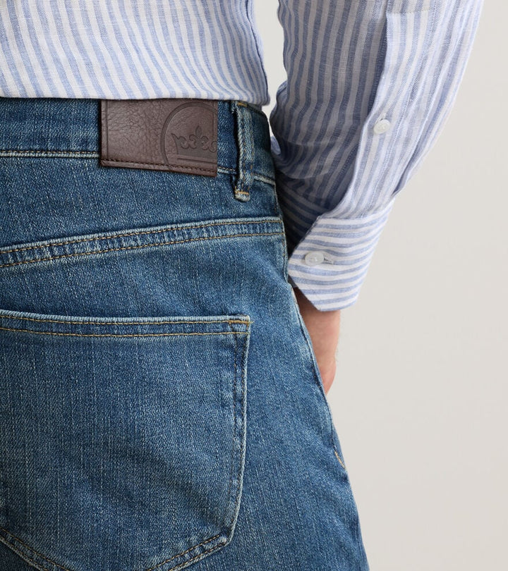 Peter Millar Crown Crafted Vintage Washed Five-Pocket Denim: True Blue
