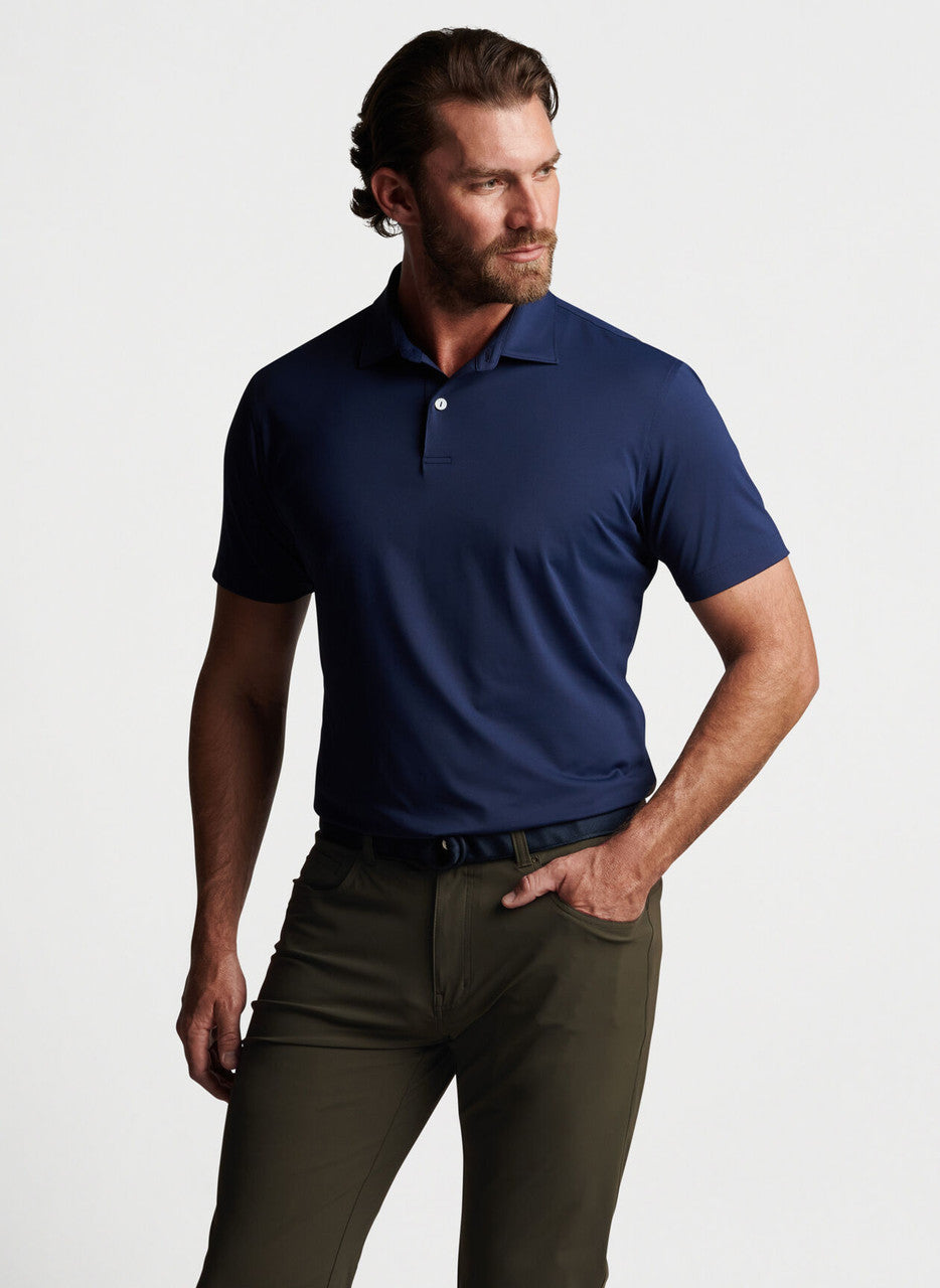 Peter Millar Crown Crafted Solid Performance Jersey Polo: Navy