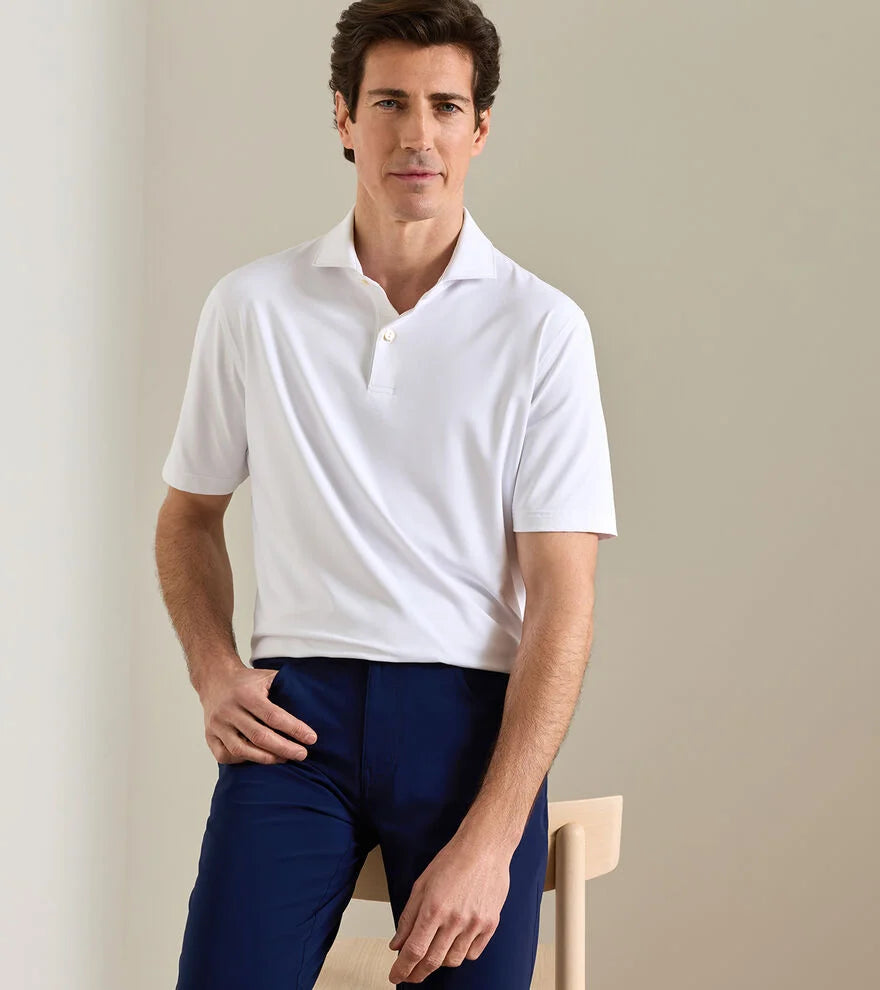 Peter Millar Solid Performance Jersey Polo: White