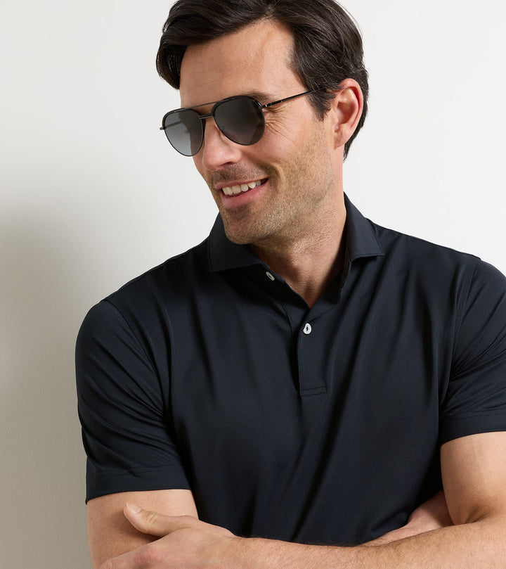 Peter Millar Soul Performance Mesh Polo: Black