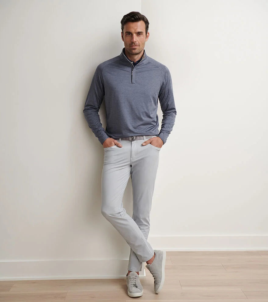 Peter Millar Stealth Performance Quarter-Zip "Lake Murray Dam Towers": Steel