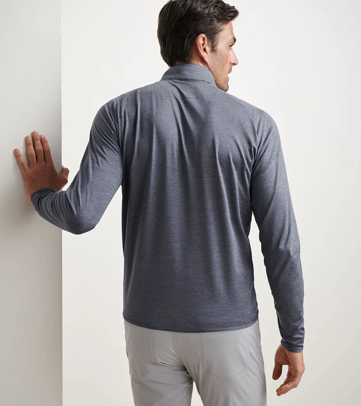 Peter Millar Stealth Performance Quarter-Zip "Lake Murray Dam Towers": Steel