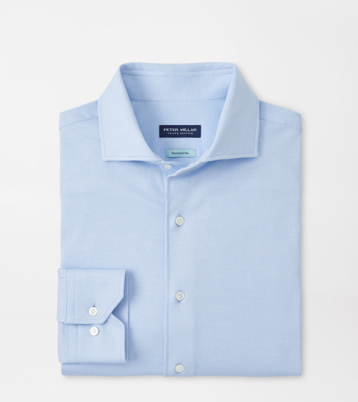 Peter Millar Excursionist Flex Solid Sport Shirt: Blue Frost