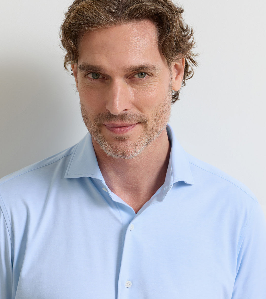 Peter Millar Excursionist Flex Solid Sport Shirt: Blue Frost