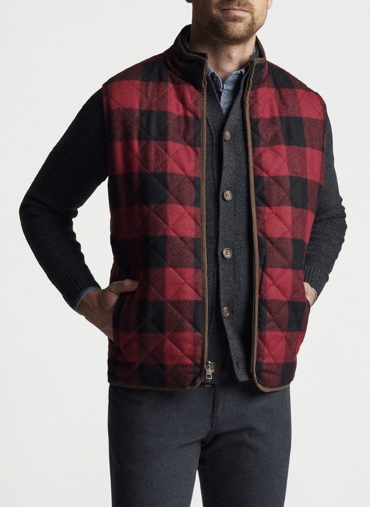 Peter Millar Essex Quilted Wool Travel Vest: Claret