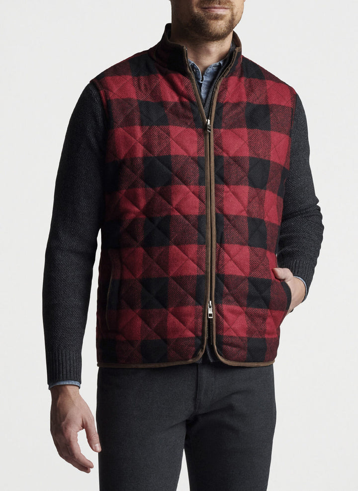 Peter Millar Essex Quilted Wool Travel Vest: Claret