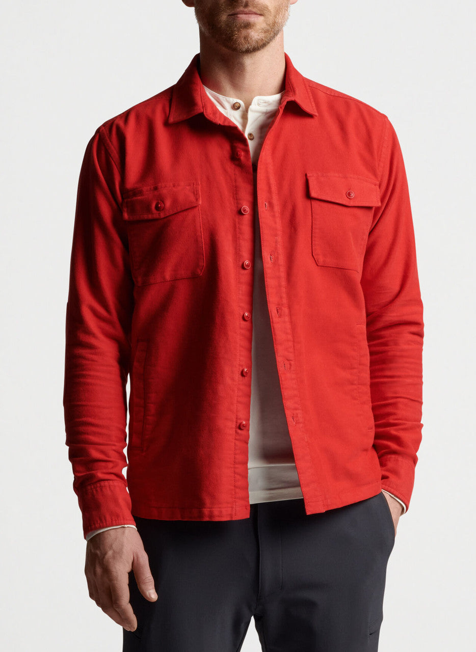 Peter Millar Après-Ski Garment Dyed Moleskin Shirt Jacket: Monaco Red