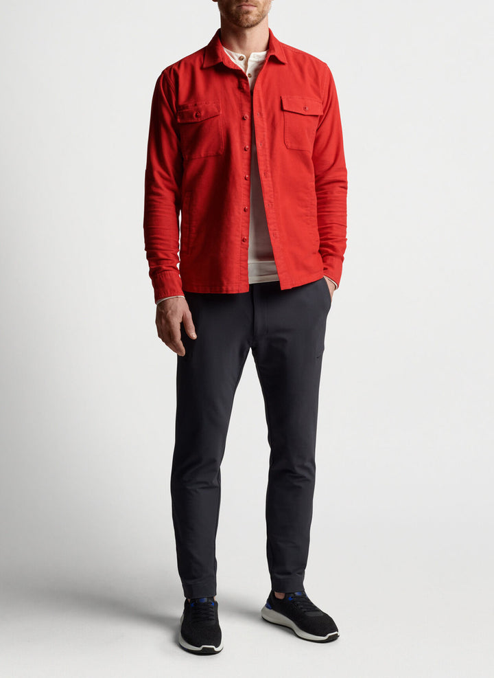 Peter Millar Après-Ski Garment Dyed Moleskin Shirt Jacket: Monaco Red