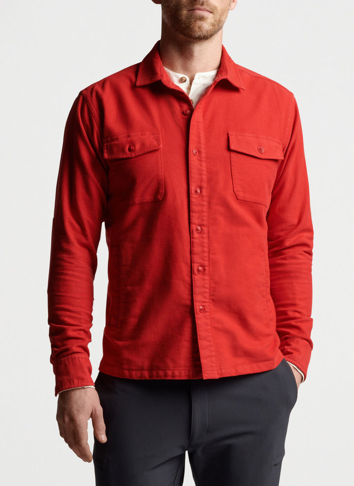 Peter Millar Après-Ski Garment Dyed Moleskin Shirt Jacket: Monaco Red