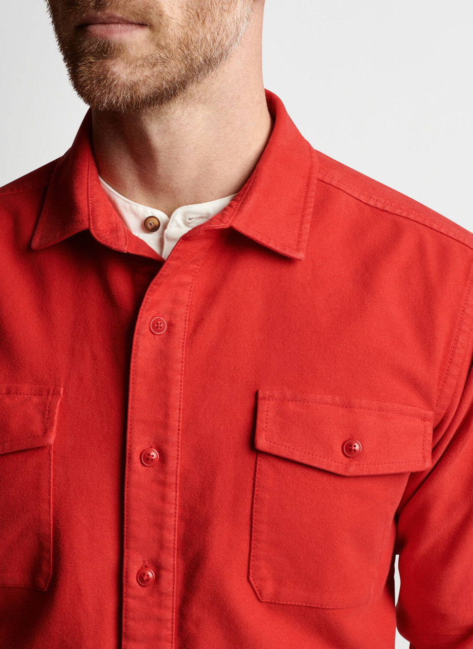 Peter Millar Après-Ski Garment Dyed Moleskin Shirt Jacket: Monaco Red