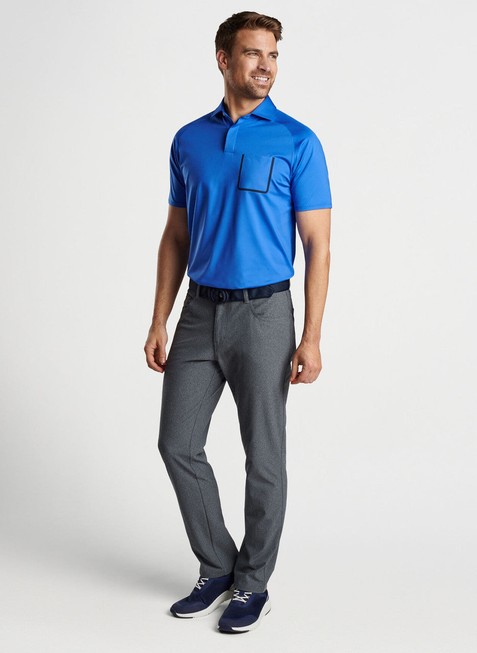 Peter Millar Brevard Performance 5 Pocket Pant: Charcoal Grey (Front on Model)