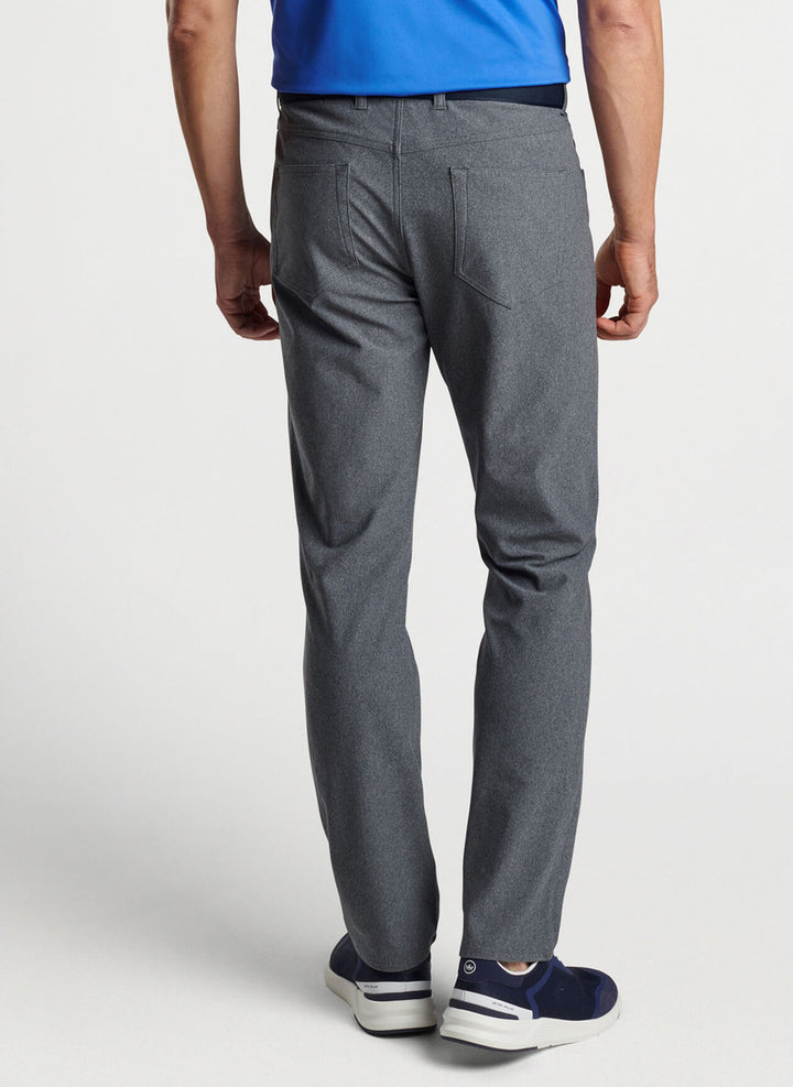 Peter Millar Brevard Performance 5 Pocket Pant: Charcoal Grey (Back on Model)