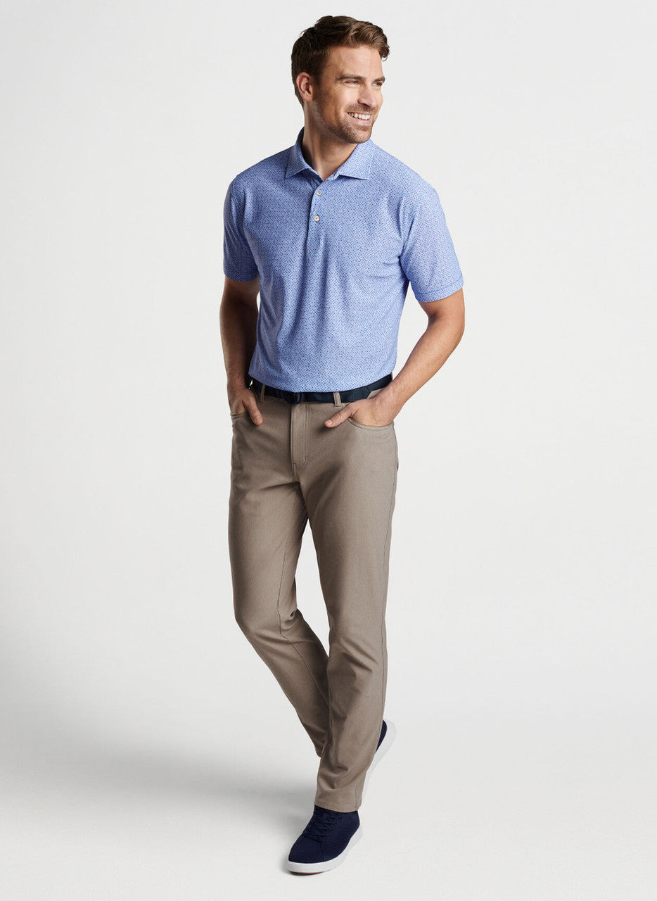 Peter Millar Brevard Performance 5 Pocket Pant: Dark Argil Khaki (Front on Model)