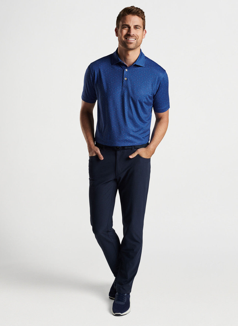 Peter Millar Brevard Performance 5 Pocket Pant: Navy Blue (Front on Model)