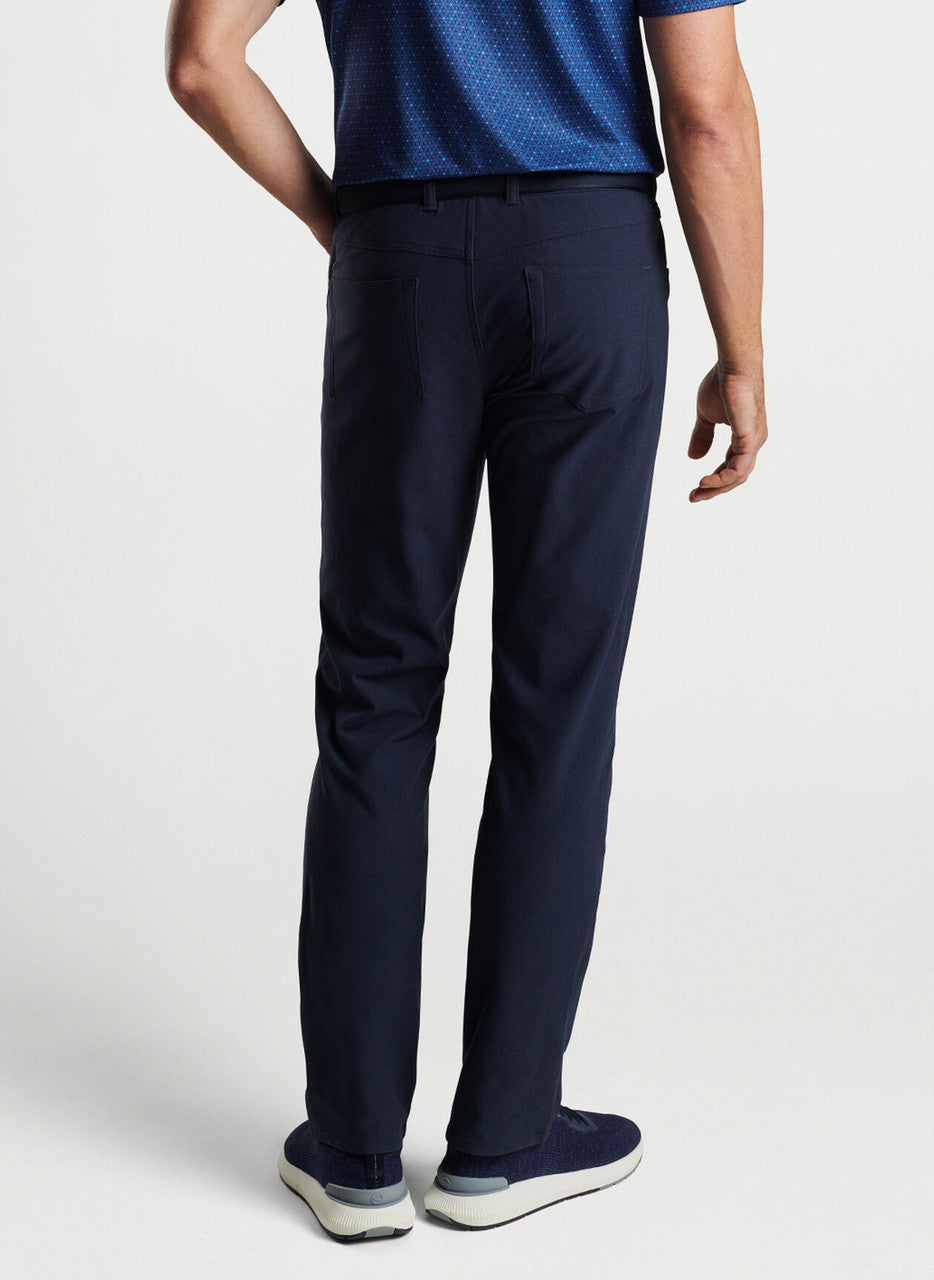 Peter Millar Brevard Performance 5 Pocket Pant: Navy Blue (Back on Model)