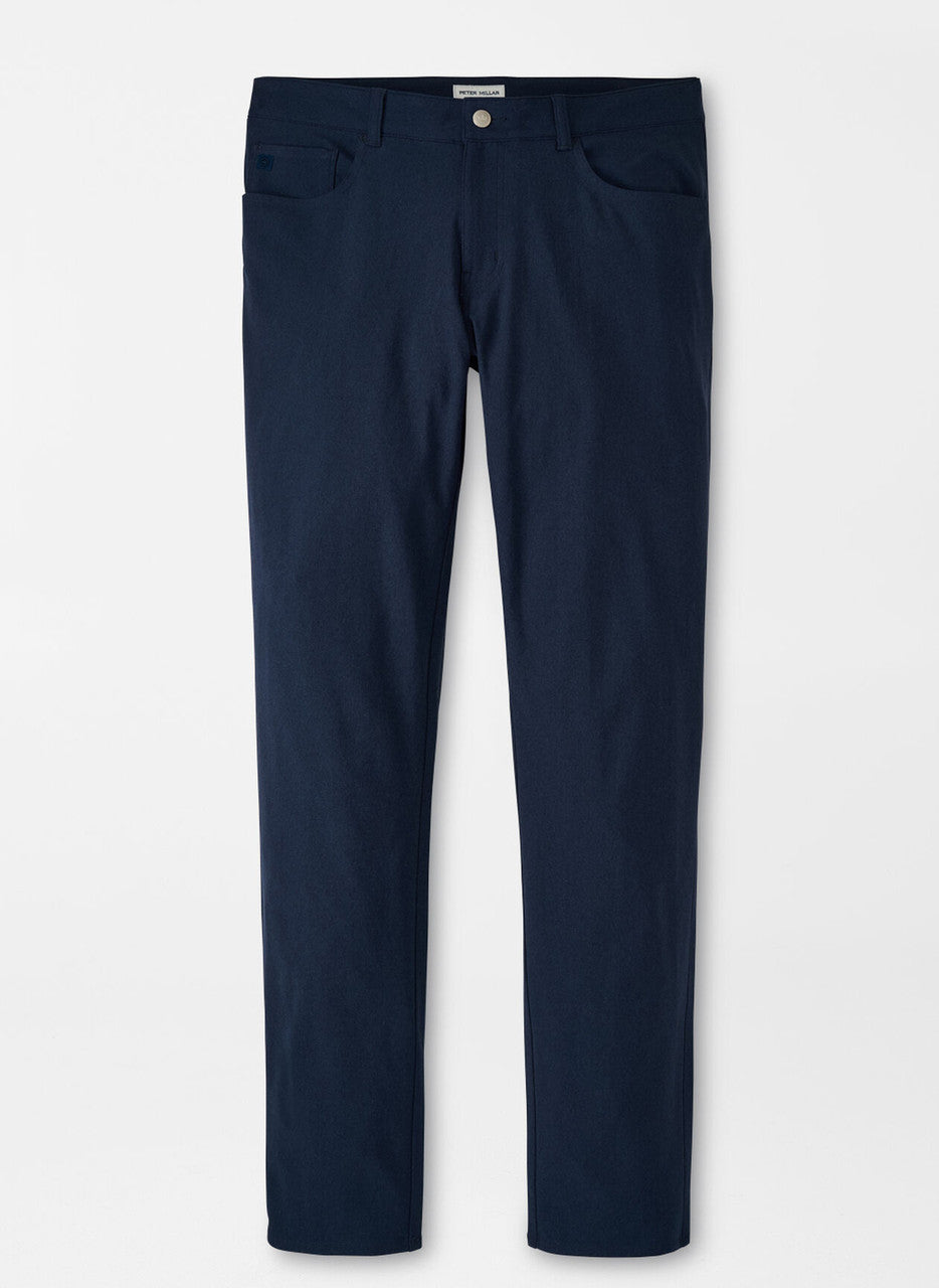 Peter Millar Brevard Performance 5 Pocket Pant: Navy Blue (Front)