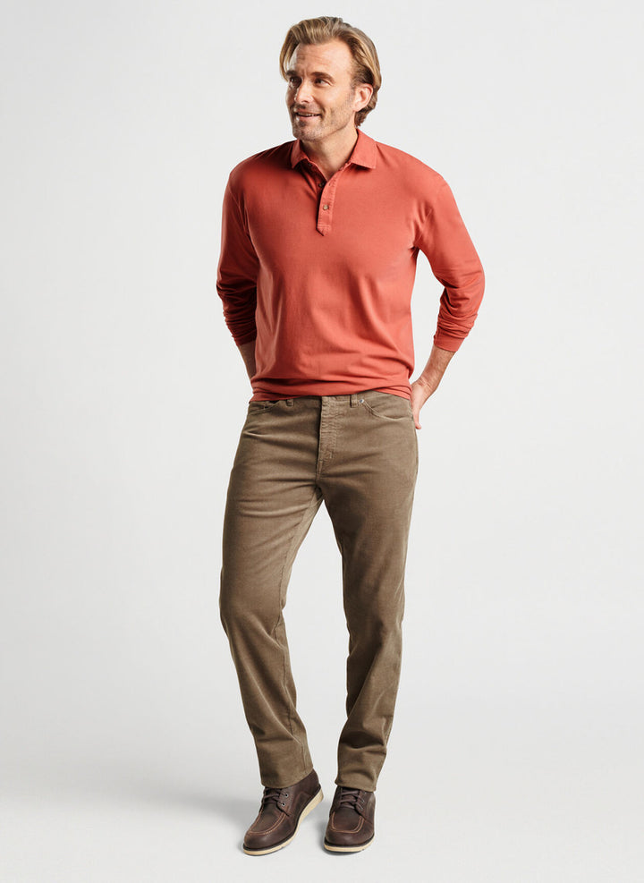 Peter Millar Lava Wash Long-Sleeve Polo: Fire Glow