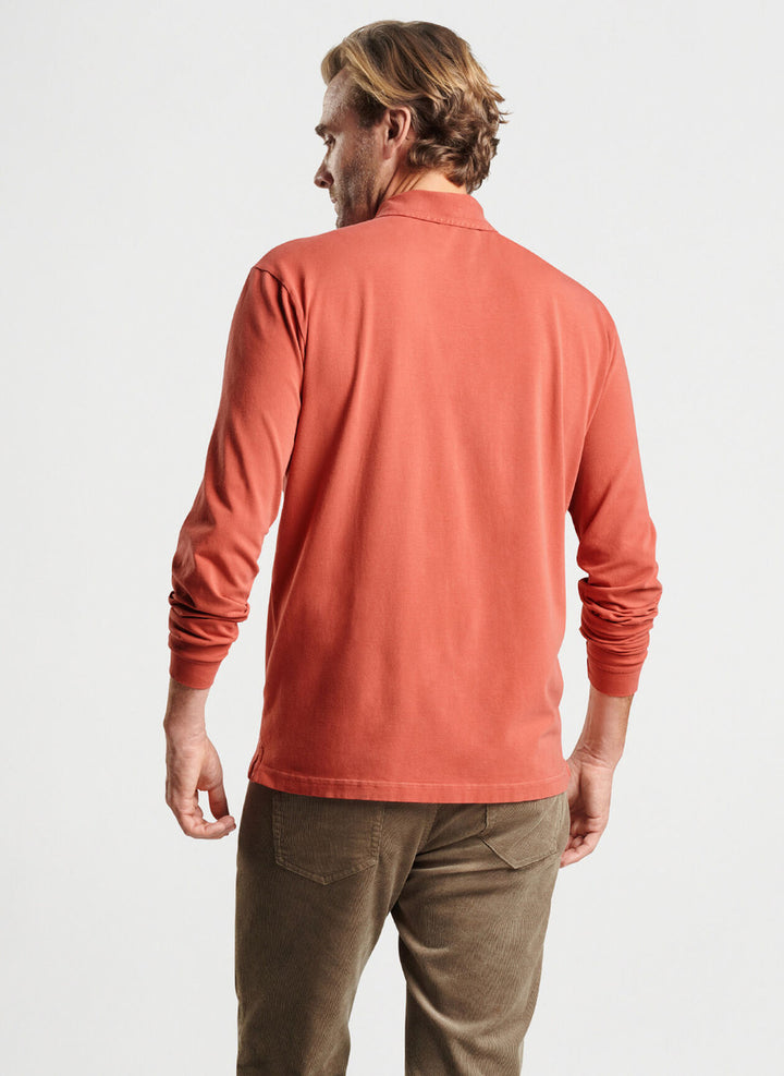 Peter Millar Lava Wash Long-Sleeve Polo: Fire Glow