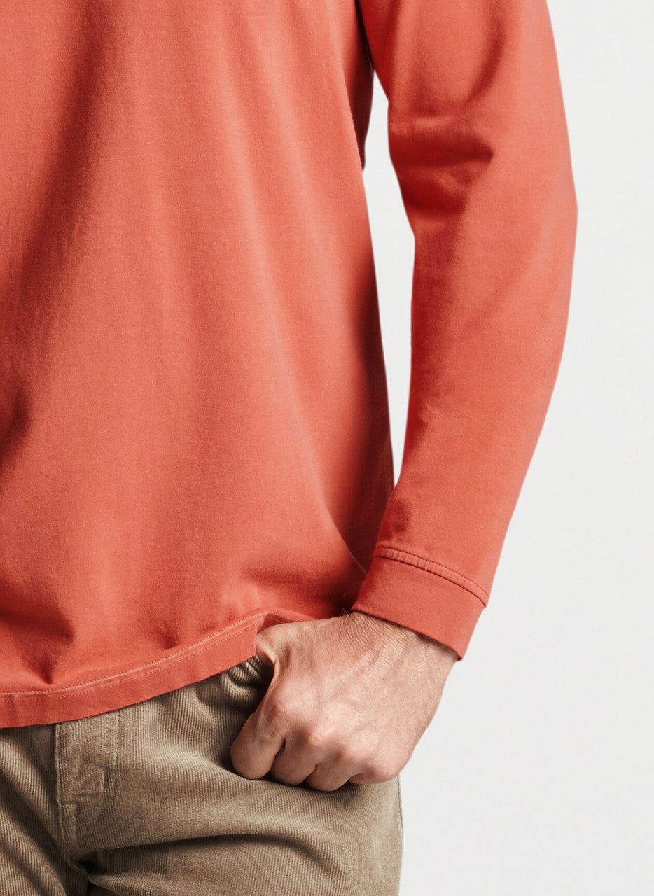 Peter Millar Lava Wash Long-Sleeve Polo: Fire Glow