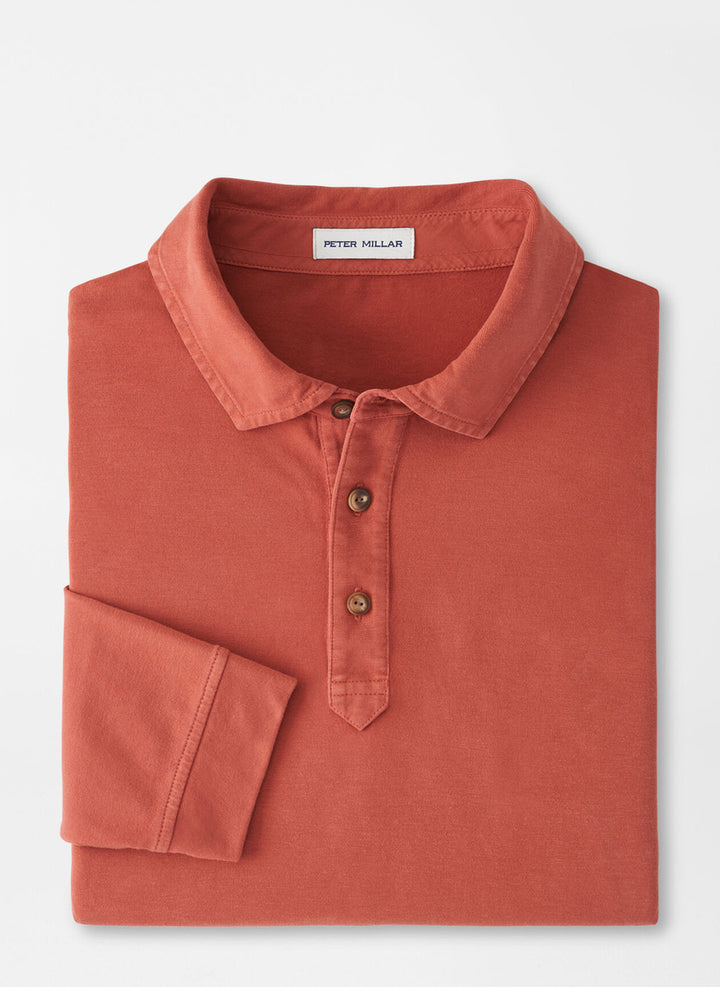 Peter Millar Lava Wash Long-Sleeve Polo: Fire Glow