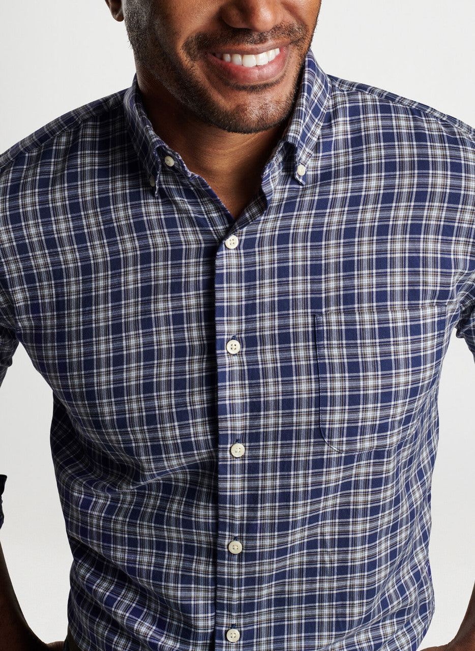 Peter Millar Haight Cotton Sport Shirt: Navy