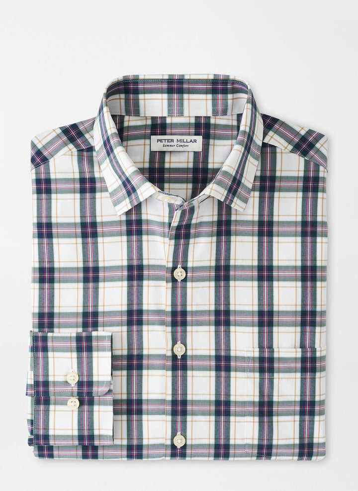 Peter Millar Randall Performance Poplin Sport Shirt: White