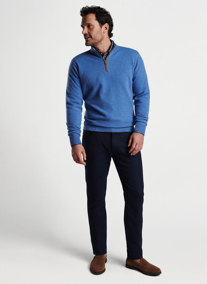 Peter Millar Artisan Crafted Cashmere Flex Quarter-Zip: Vintage Indigo