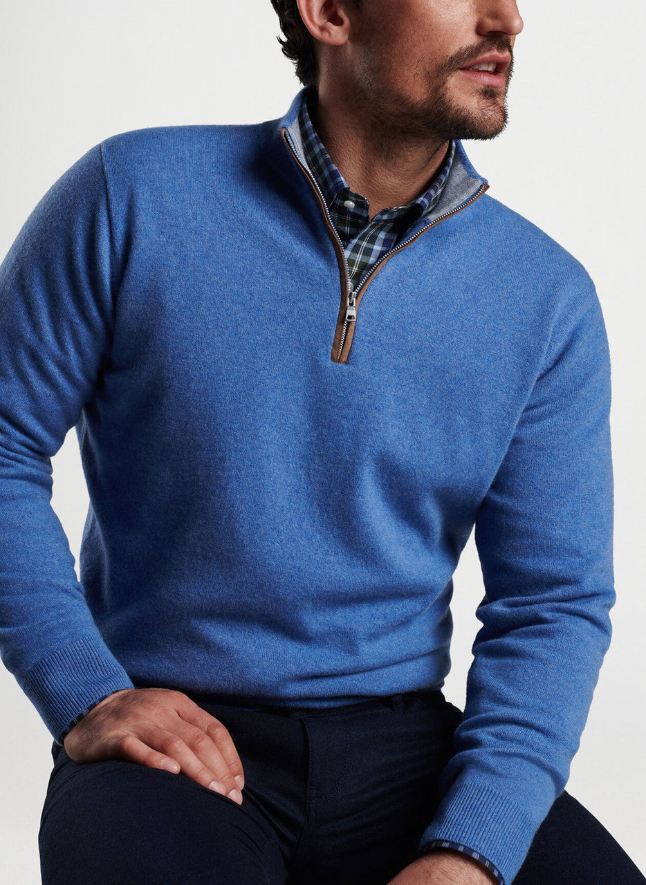 Peter Millar Artisan Crafted Cashmere Flex Quarter-Zip: Vintage Indigo