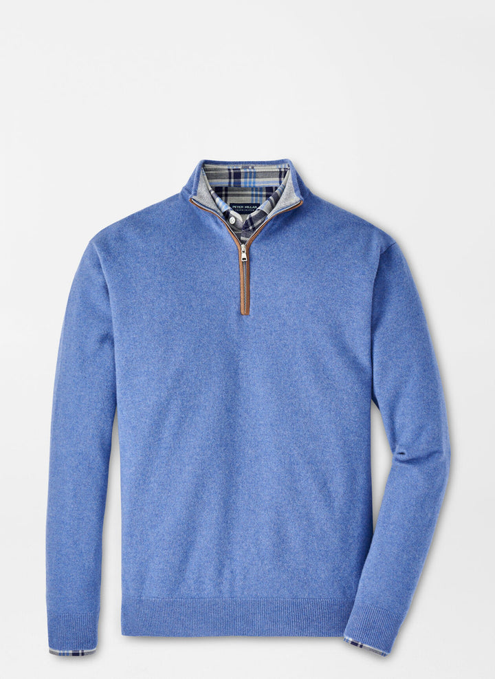 Peter Millar Artisan Crafted Cashmere Flex Quarter-Zip: Vintage Indigo