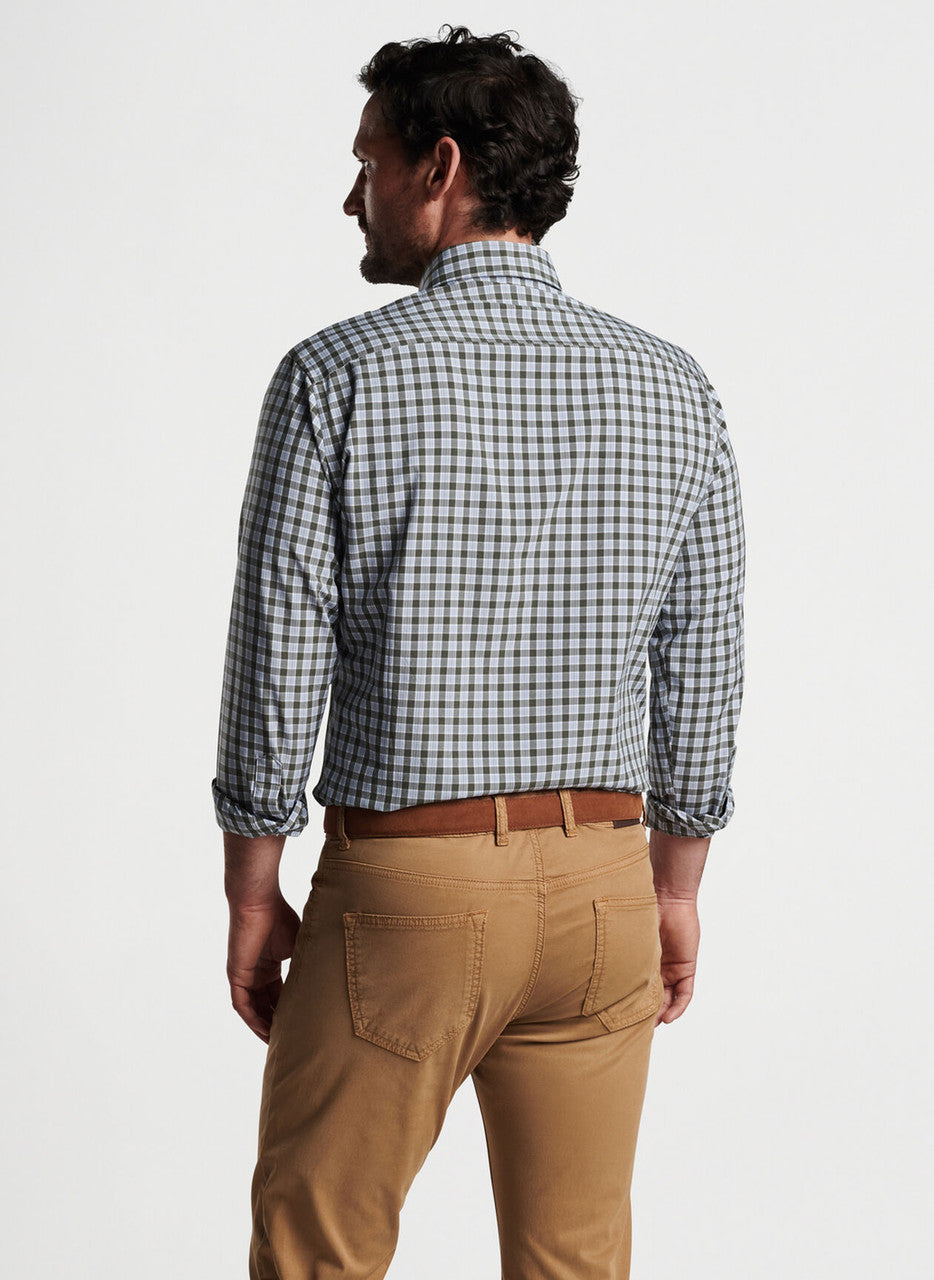 Peter Millar Sherwin Performance Poplin Sport Shirt: Loden