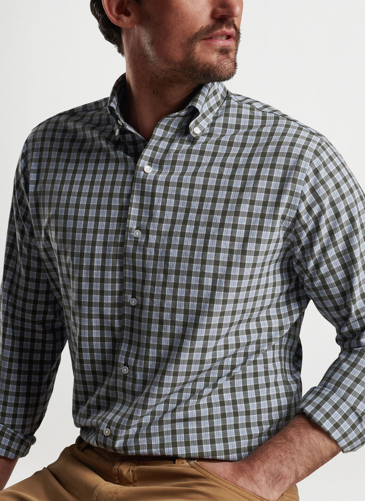 Peter Millar Sherwin Performance Poplin Sport Shirt: Loden