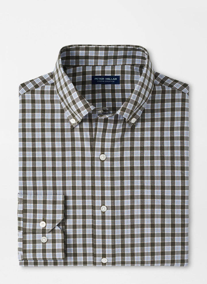 Peter Millar Sherwin Performance Poplin Sport Shirt: Loden