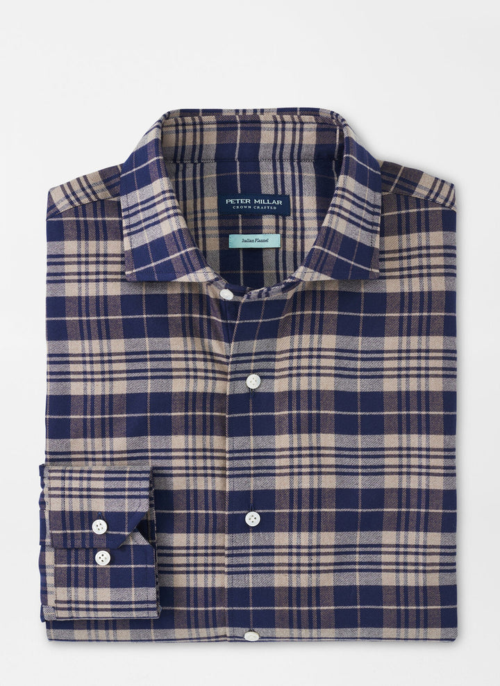 Peter Millar Davol Italian Flannel Sport Shirt: Navy