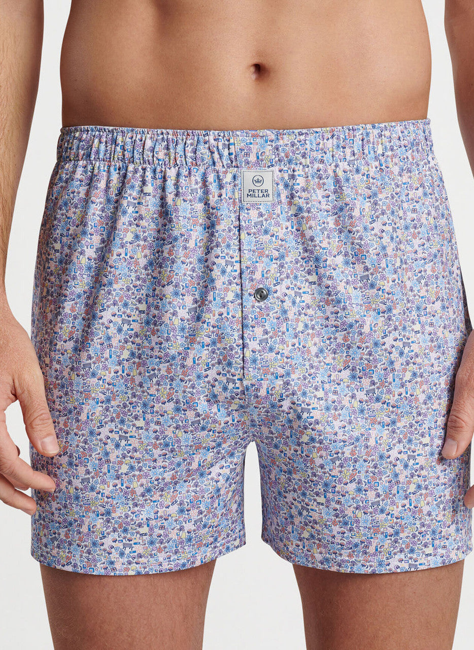 Peter Millar Groovy Performance Boxer Short: White