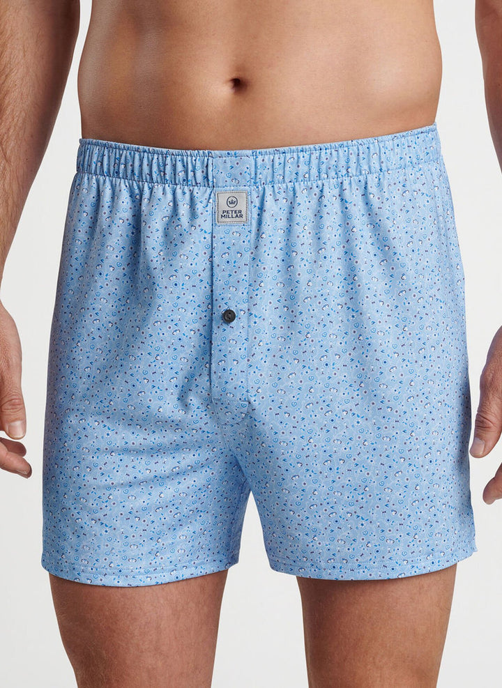Peter Millar Prost Performance Boxer Short: Cottage Blue