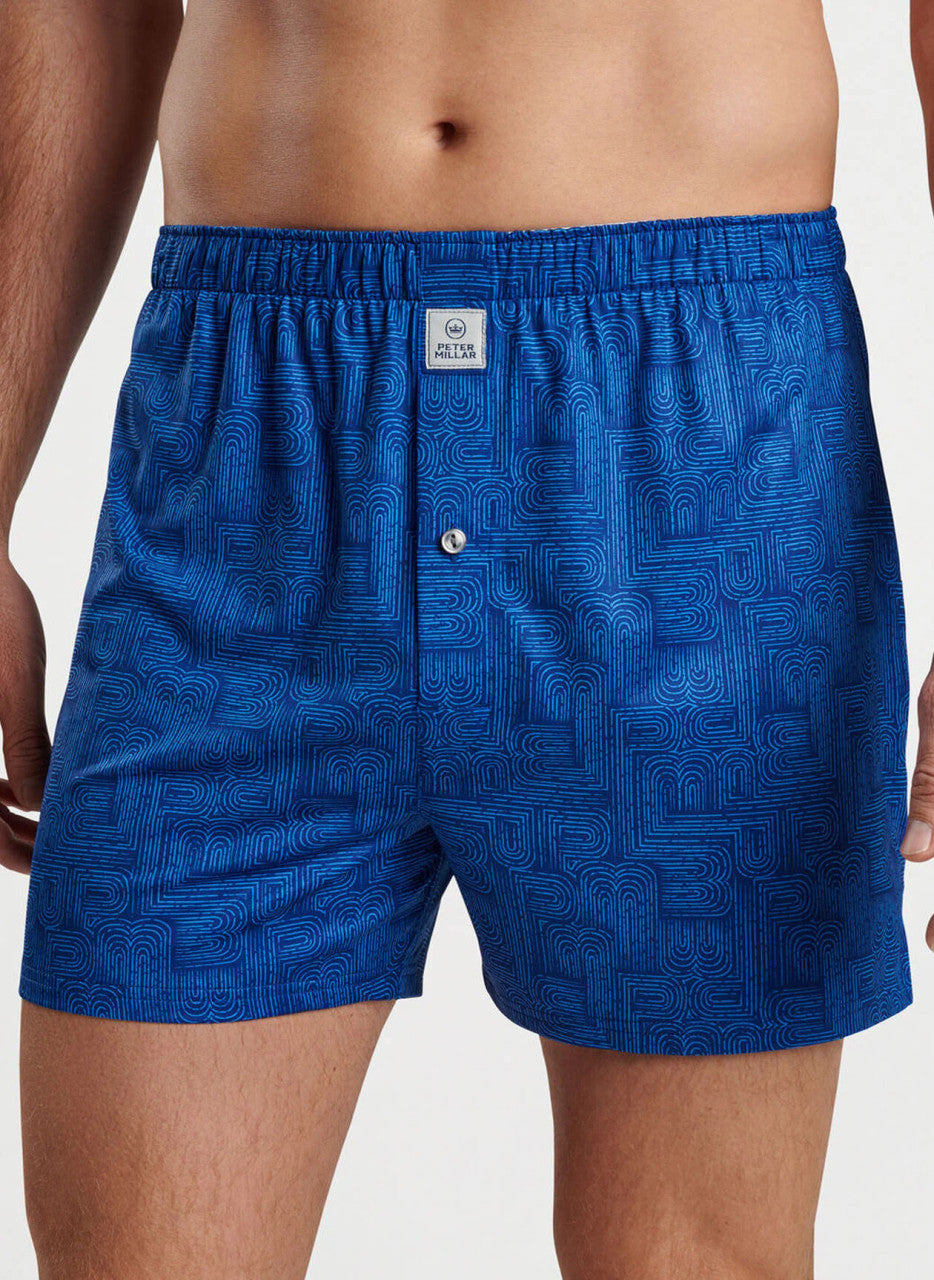 Peter Millar PM Maze Performance Boxer Short: Sport Navy