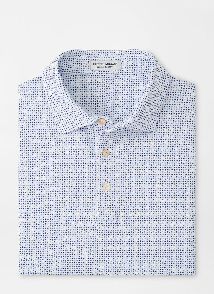 Peter Millar Daybreak Performance Jersey Polo: White/Astral Blue