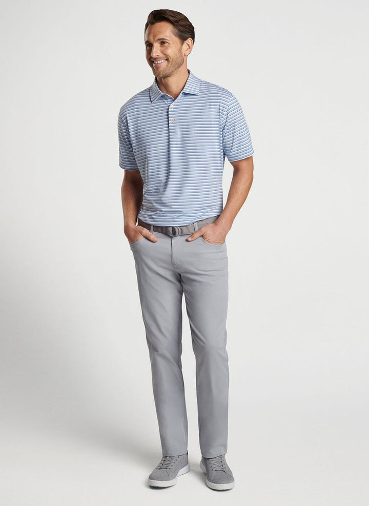 Peter Millar Fairmont Performance Jersey Polo: White/Astral Blue