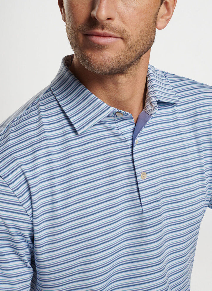 Peter Millar Fairmont Performance Jersey Polo: White/Astral Blue