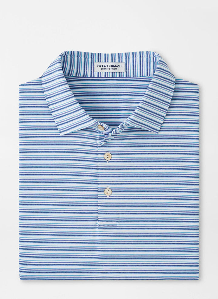 Peter Millar Fairmont Performance Jersey Polo: White/Astral Blue