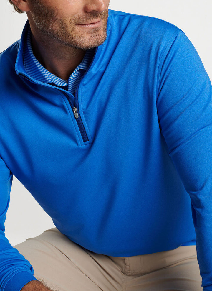 Peter Millar Perth Mélange Performance Quarter-Zip: Mako Blue